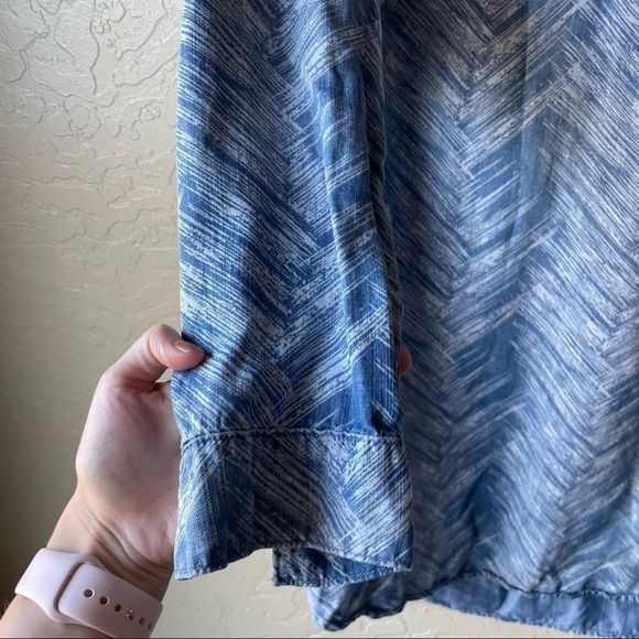 Cloth and Stone Blue Chevron Long Sleeve Shirt‎ Dress - Picture 7 of 9
